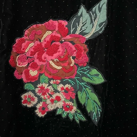 Ritu Kumar rose appliqué stone beaded velvet sweatshirt - Picture 3 of 6